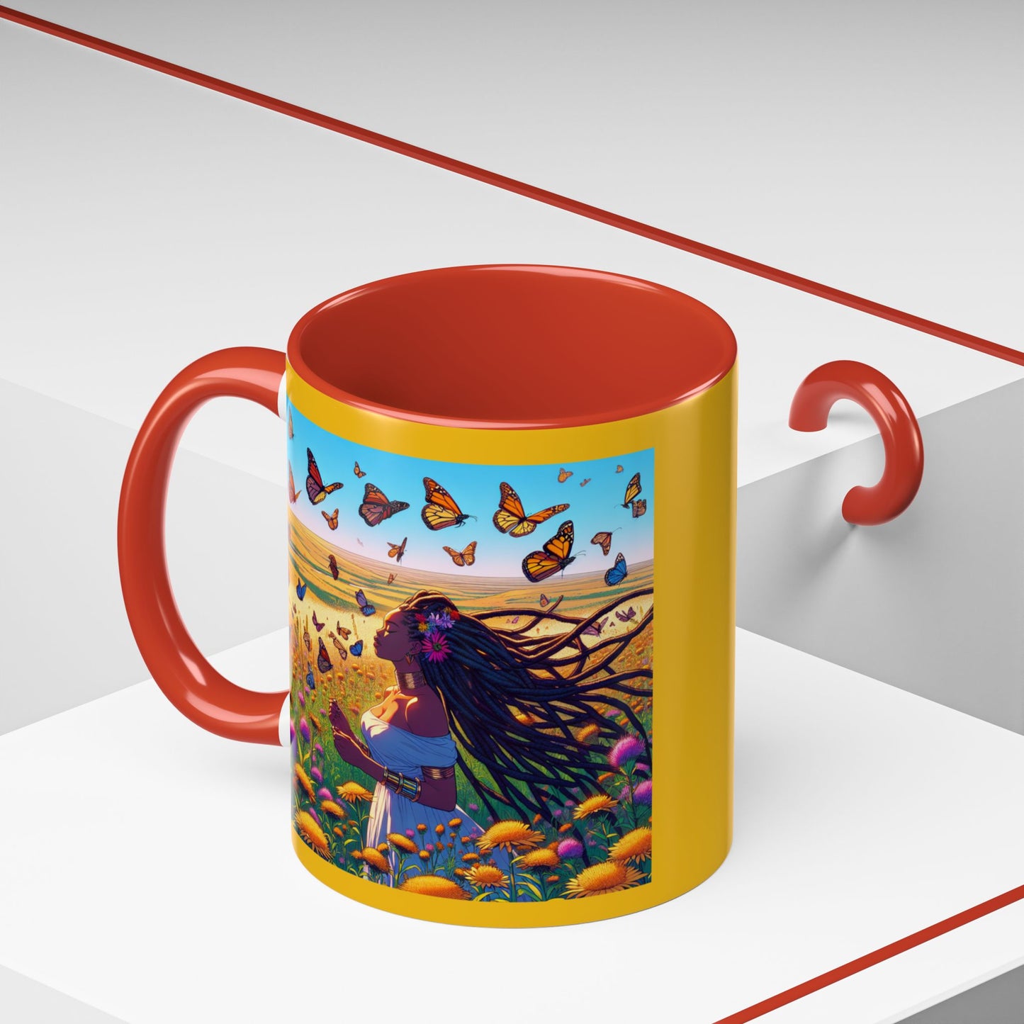Inspirational Accent Coffee Mug - Mighty Ali Flowers Design